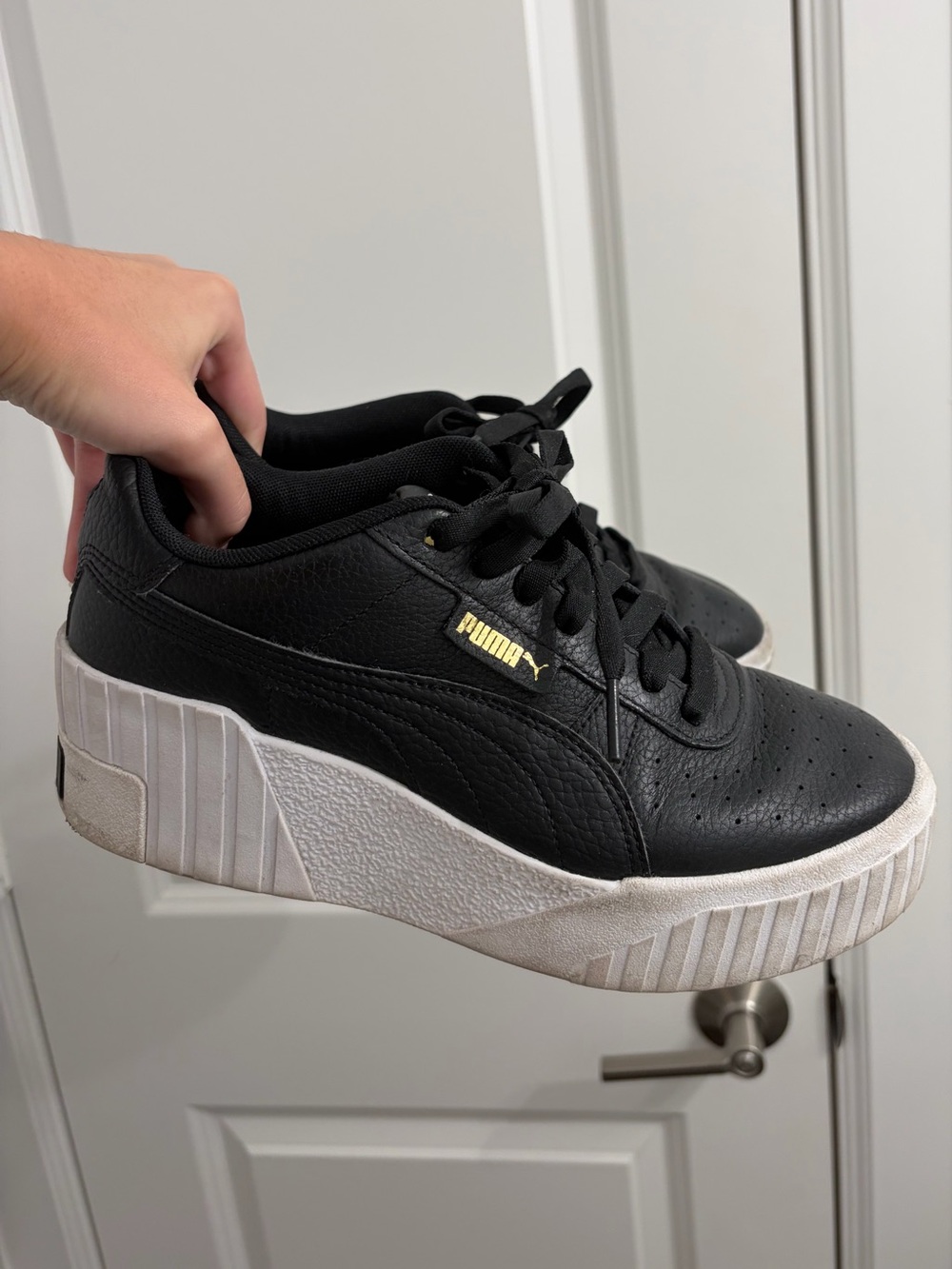 Puma Black Leather Platform Sneakers